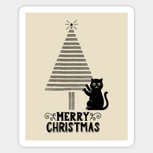 Cat and christmas tree scratches Magnet